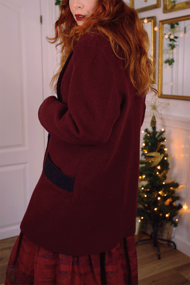 Burgundy Wool Vintage Coat | S/M