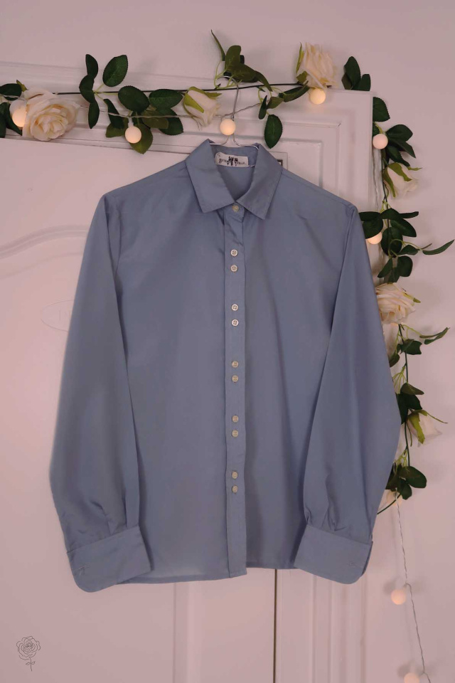 Dusty Light Blue Vintage Blouse | S
