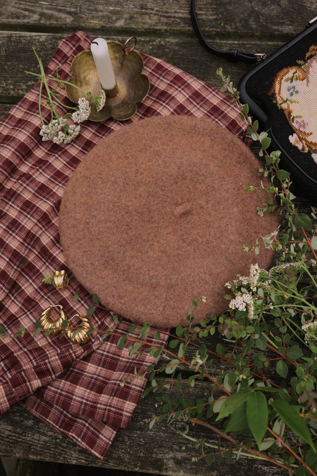 French Kiss Camel Brown Beret 