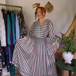 Charming Lollipoppy Striped Vintage Dress | M