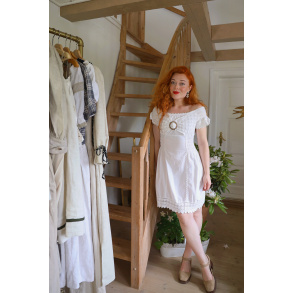 Charming White Mini Boho Summer Dress | S