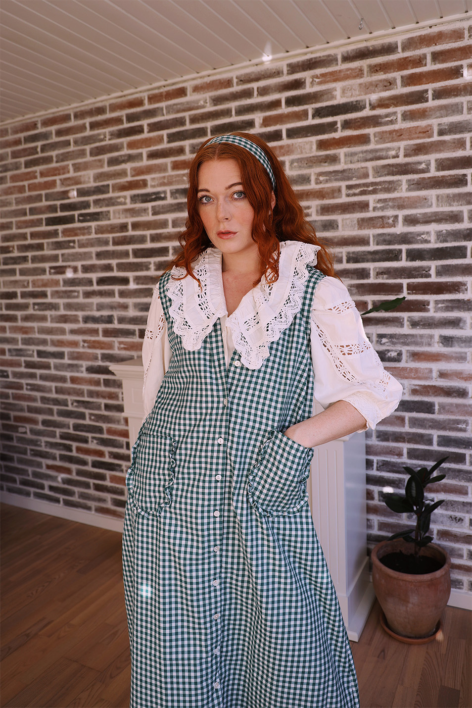 slim fit dress slacks Clermont Houndstooth Jacquard Pinafore Dress in Blue