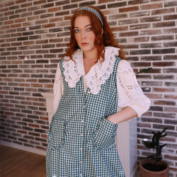 Cheerful Spring Green Gingham Pinafore 