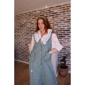 Cheerful Spring Green Gingham Pinafore 