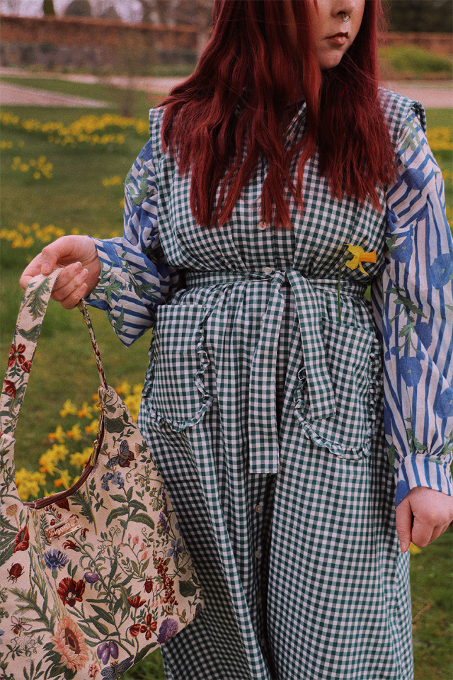 Cheerful Spring Green Gingham Pinafore 