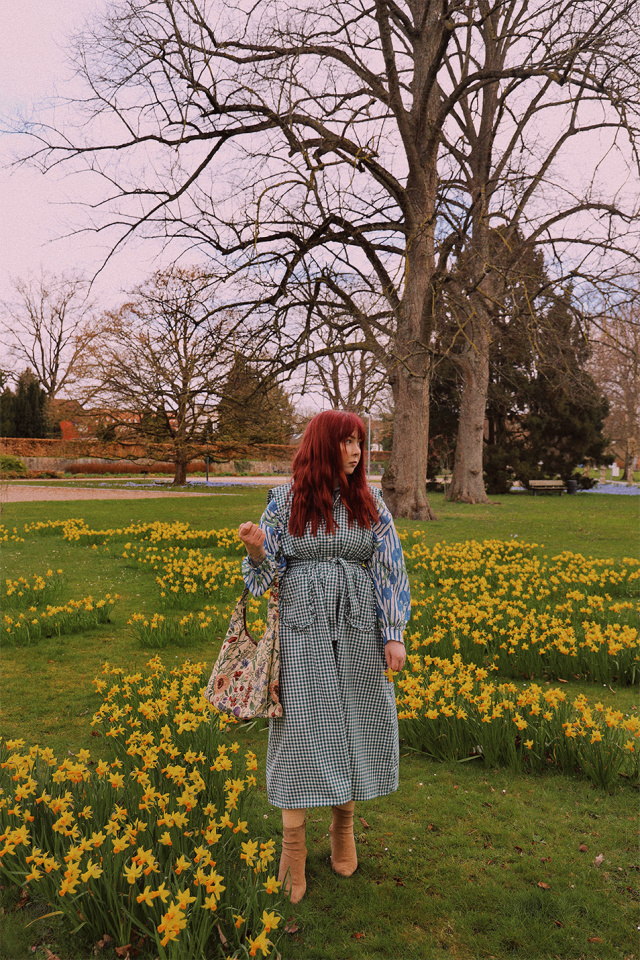 Cheerful Spring Green Gingham Pinafore 