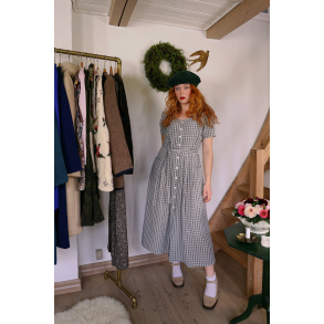 Dark Blue Plaid Vintage Dress | S