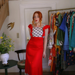 Classic Red 70's Maxi Dress | XS