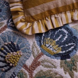 Camille Yellow Striped Botanical Pillow Cover