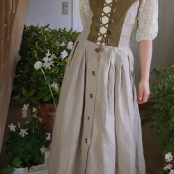 Countryside Beige Boho Pinafore Dress | M