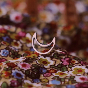 Crescent Moon Sterling Silver Ring 