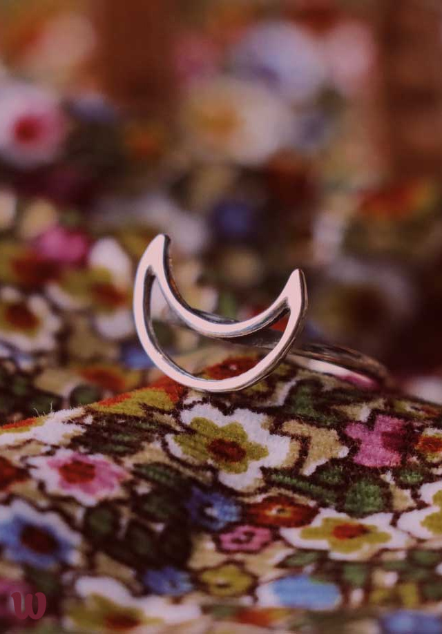 Crescent Moon Sterling Silver Ring 