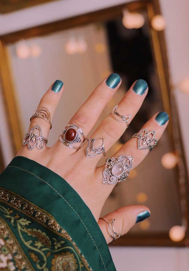 Crescent Moon Sterling Silver Ring 