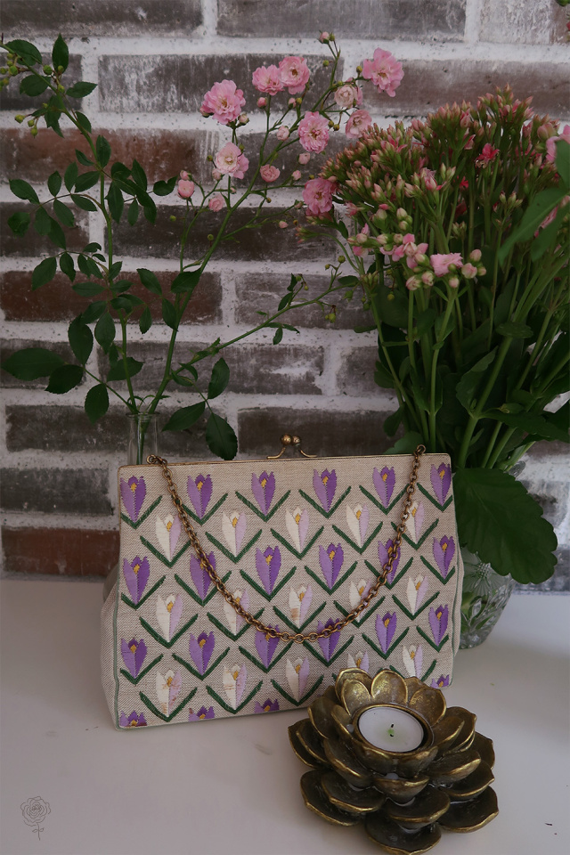 Crocus Needlepoint Vintage Bag 