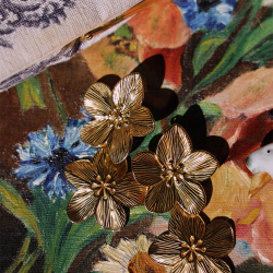 Golden Double Flower Earrings 