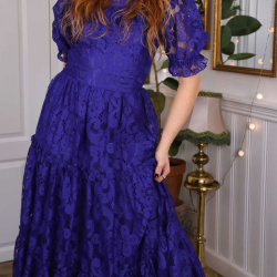 Purpely Blue 70's Maxi Gown | S