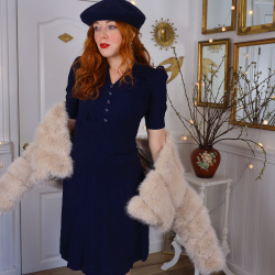 Dark Blue Elegant Vintage Dress | S