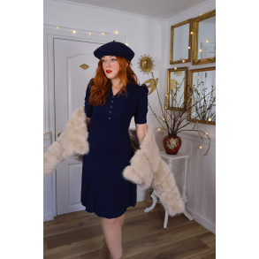 Dark Blue Elegant Vintage Dress | S