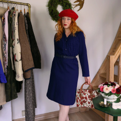 Dark Blue Elegant Vintage Dress | M