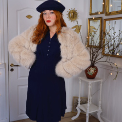 Dark Blue Elegant Vintage Dress | S