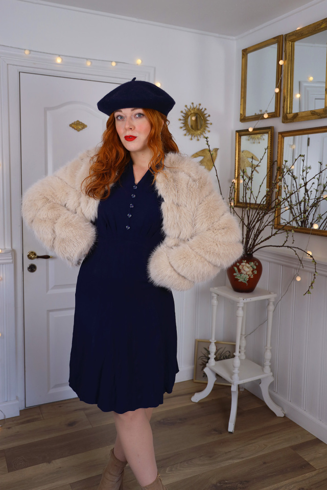 Dark Blue Elegant Vintage Dress | S