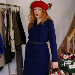 Dark Blue Elegant Vintage Dress | M