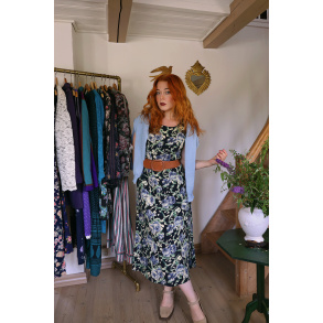 Dark Blue Light Rose Vintage Dress | M