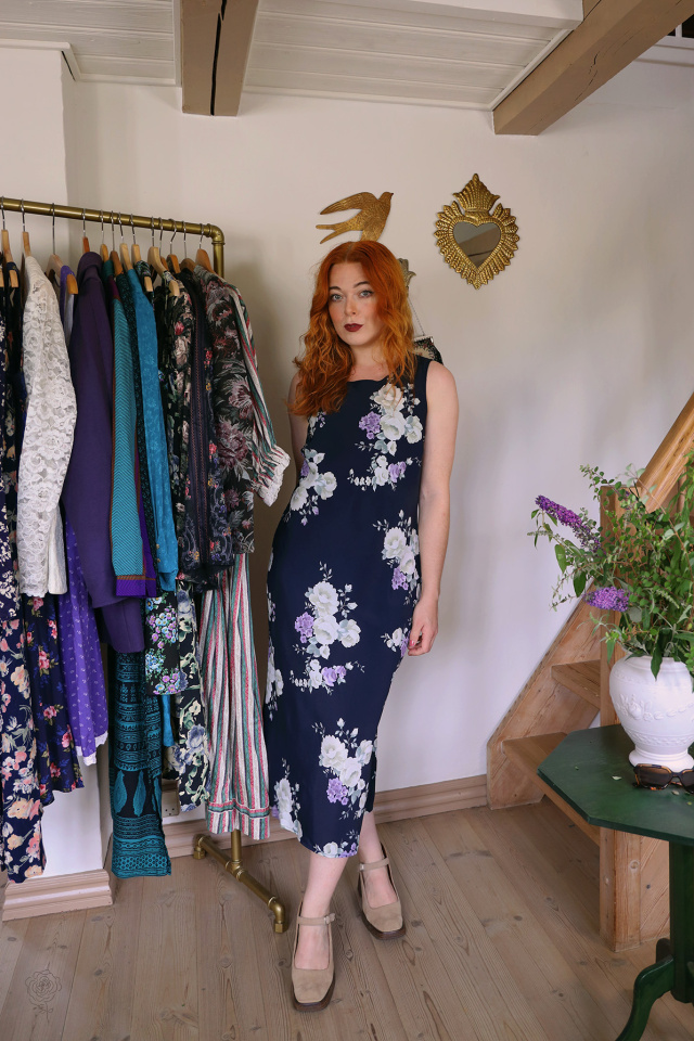 Dark Blue Romantic 90's Dress | S