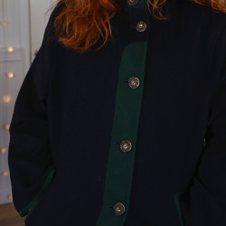 Dark Blue Green Accents Vintage Wool Coat | M