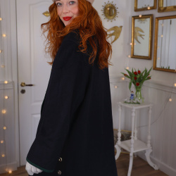 Dark Blue Green Accents Vintage Wool Coat | M
