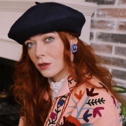 Dark Blue Wool Beret 