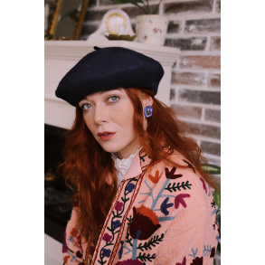 Dark Blue Wool Beret 