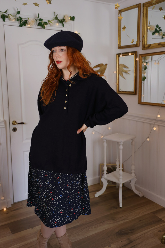 Simple Dark Blue Wool Sweater | S-XL