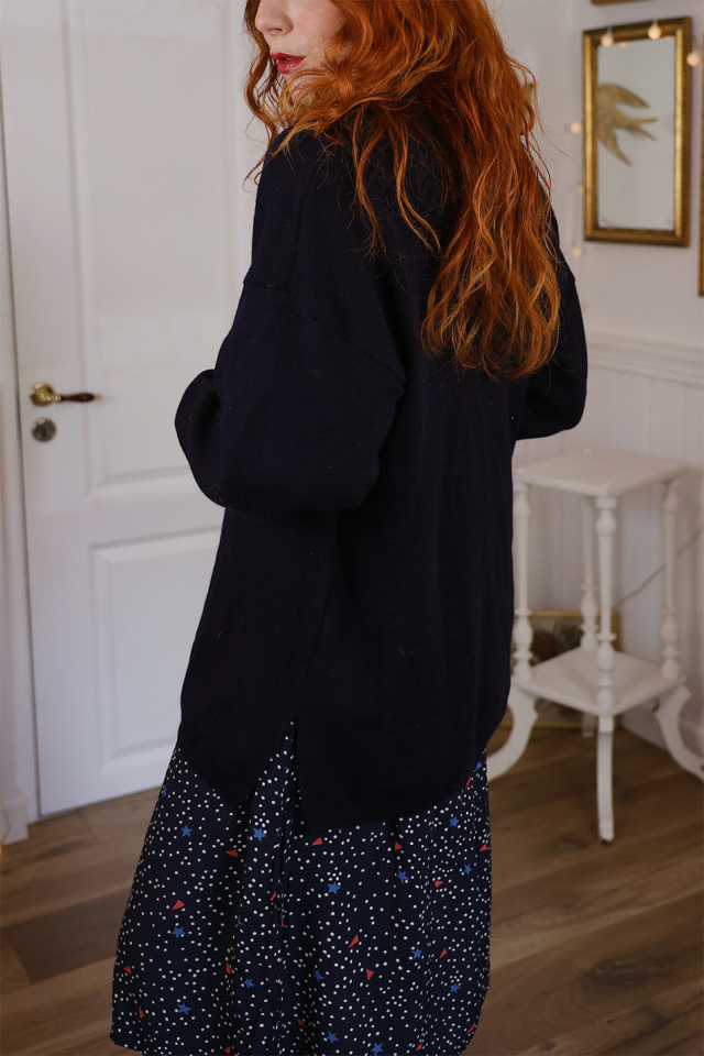 Simple Dark Blue Wool Sweater | S-XL