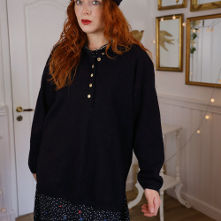 Simple Dark Blue Wool Sweater | S-XL