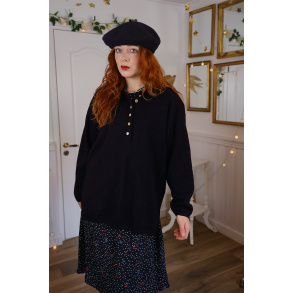 Simple Dark Blue Wool Sweater | S-XL