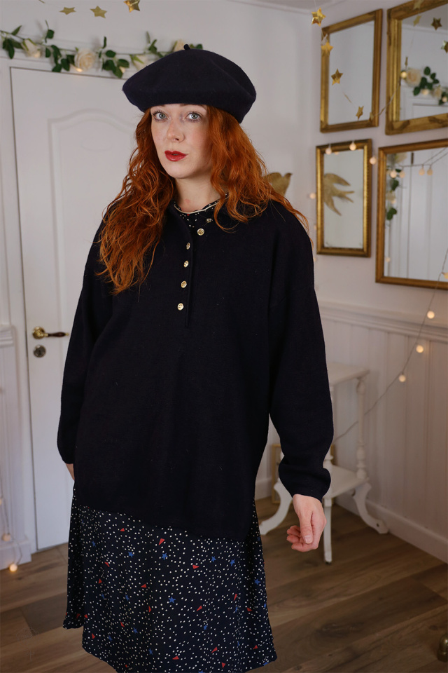 Simple Dark Blue Wool Sweater | S-XL