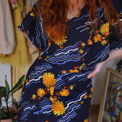 Yellow Daisy 70's Vintage Dress | S