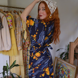 Yellow Daisy 70's Vintage Dress | S