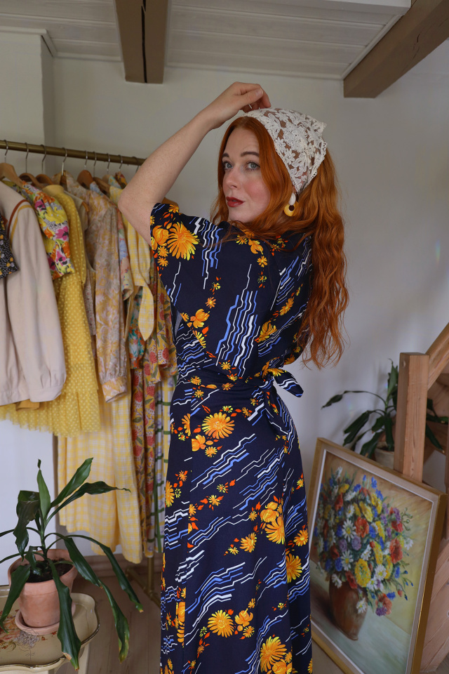 Yellow Daisy 70's Vintage Dress | S