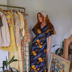 Yellow Daisy 70's Vintage Dress | S