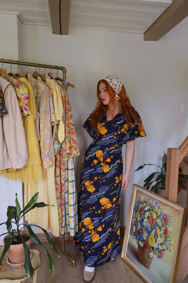 Yellow Daisy 70's Vintage Dress | S