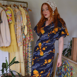 Yellow Daisy 70's Vintage Dress | S