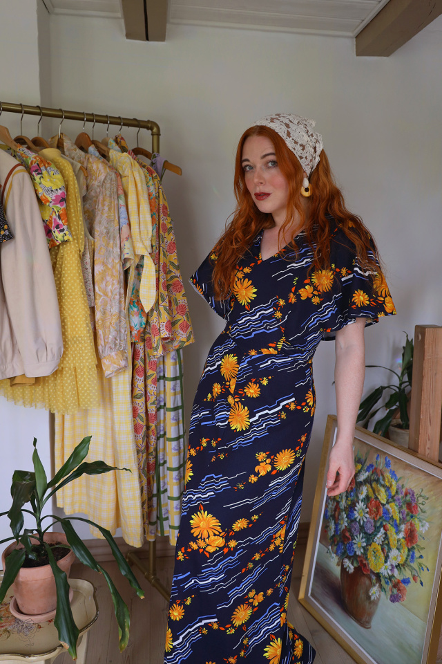 Yellow Daisy 70's Vintage Dress | S