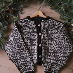 Dark Brown &amp; Beige Wolly Vintage Cardigan | S