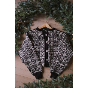 Dark Brown & Beige Wolly Vintage Cardigan | S