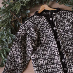 Dark Brown &amp; Beige Wolly Vintage Cardigan | S