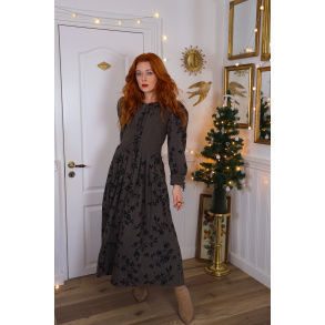 Brown Leafy Cottagecore Vintage Dress | L