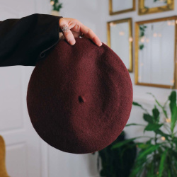 Dark Brown Wool Beret