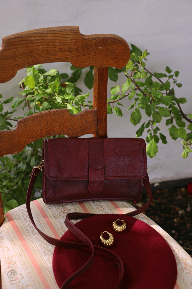 Dark Burgundy Vintage Leather Bag 